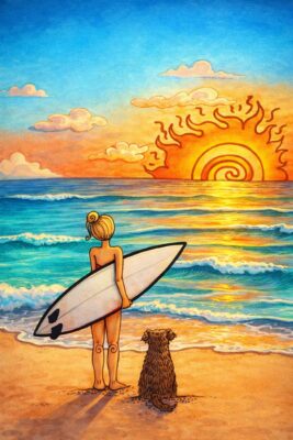 surfista perro